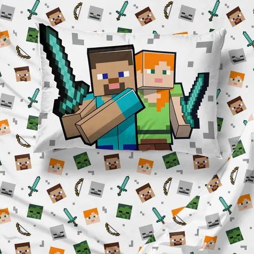 Miniatura 5 de Jay Franco Juego de edredón Minecraft Individual de 5 piezas - Incluye juego de sábanas y fundas de almohada - Ropa de cama para niños súper suave