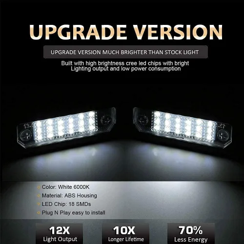 Miniatura 2 de D-Lumina Conjunto de lámpara LED para placa de matrícula compatible con Ford Flex Taurus Mercury Sable, incluye luces de charco de espejo lateral