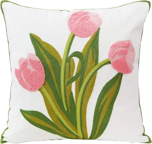 Miniatura 20 de Fundas bordadas decorativas para almohada de 18 x 18 pulgadas. Funda de cojín para sofá, cama, silla, funda de almohada 100% de algodón de 18 x 18