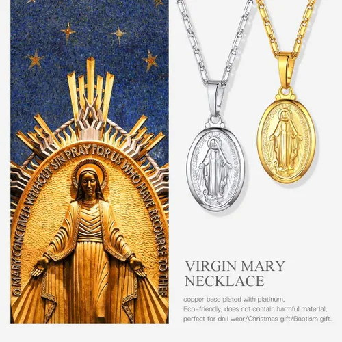 Miniatura 8 de Suplight 925 Stelring - Collar de plata virgen maría, joyería cristiana, medallón ovalado, collar con colgante (con caja de regalo)