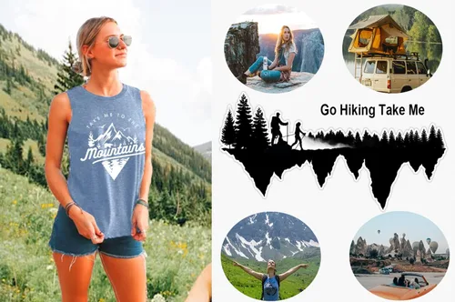 Miniatura 5 de Camiseta sin mangas para mujer, diseño de aventura y vacaciones, con diseño de animales y paisajes naturales