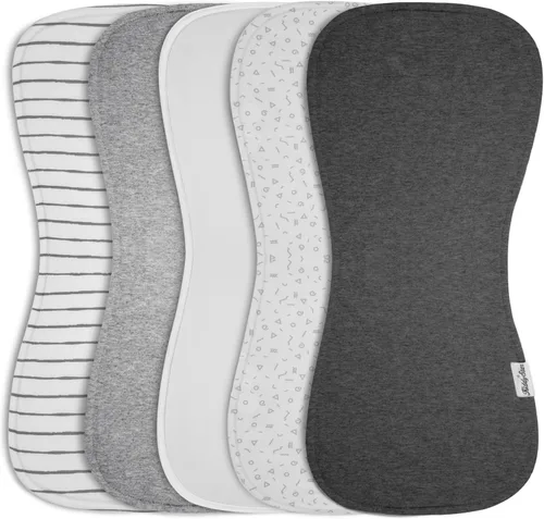 KiddyStar Paquete de 5 paños de algodón orgánico para eructos, grandes, ultrasuaves de 3 capas para eructos, hombros y manos, altamente absorbentes