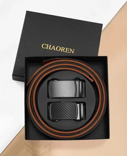 Miniatura 6 de CHAOREN Cinturón de trinquete de cuero para hombre, ajuste personalizable, estilo sin esfuerzo (1.378 in)