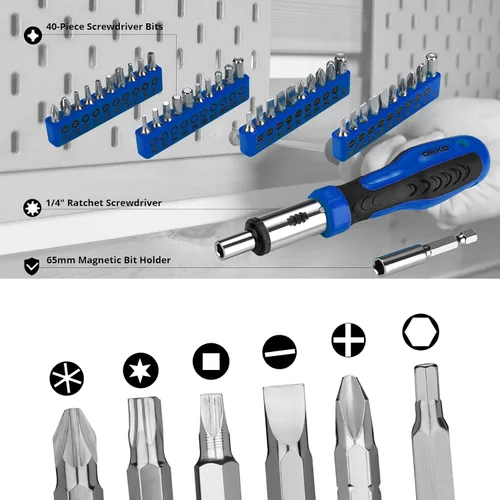 Miniatura 4 de DEKOPRO Juego de herramientas: Kit de herramientas para el hogar de 228 piezas, juego de herramientas de reparación básica para el hogar viene