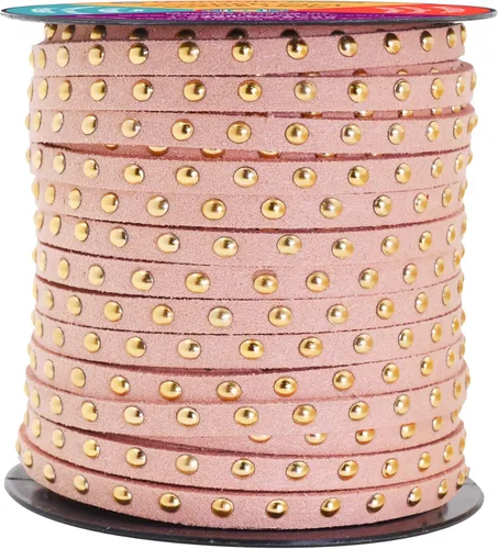 Miniatura 43 de Mandala Crafts Cordones de gamuza sintética para fabricación de joyas, 20 yardas, tiras de cordones de cuero con tachuelas doradas, cuerdas planas