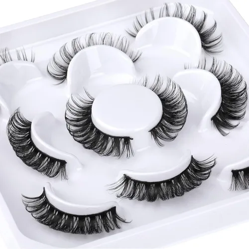 Miniatura 13 de LANFLOWER Pestañas postizas de aspecto natural 3D, pestañas de visón sintético esponjosas, pestañas de volumen de 0.787 in, pestañas hechas a mano