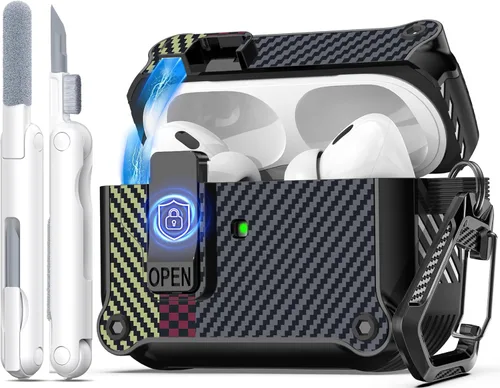 Miniatura 22 de R-fun - Funda para audífonos compatible con AirPods de 4.ª generación 2024, cubierta protectora de expulsión automática a prueba de caídas, puerto