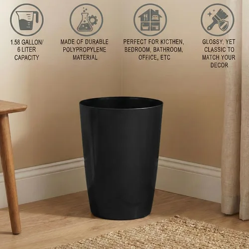 Miniatura 4 de Mini cesta de basura – Cubo de basura de plástico pequeño y duradero – Parte superior abierta sin tapa, perfil delgado para espacios compactos