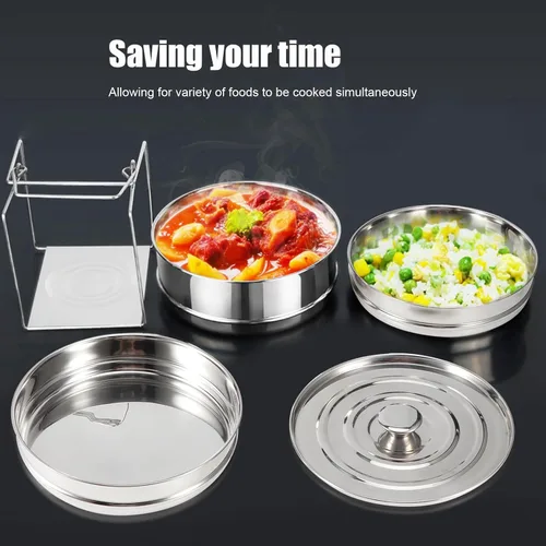Miniatura 2 de Olla de vapor de acero inoxidable de 3 niveles, sartenes a vapor, olla a presión para cocinar verduras, mariscos, sopas, guisos y pastas