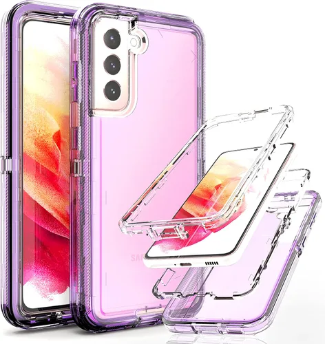 Miniatura 9 de Funda resistente 3 en 1 para Galaxy S21 (no para S21 Plus), con película de TPU flexible y película de lente de cámara, paquete de 2 fundas
