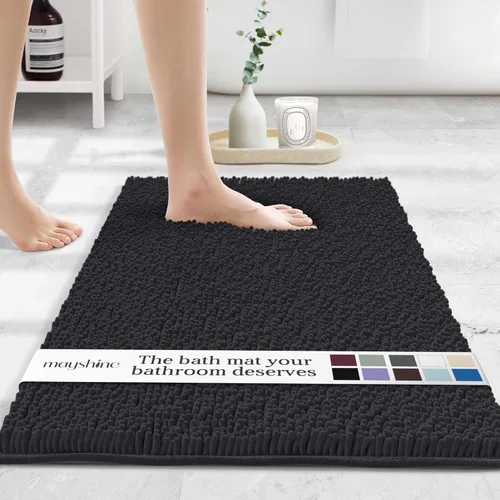 Miniatura 18 de MAYSHINE Alfombra de Baño de Chenilla Afelpada Extra Suave, Súper Absorbente, Alfombra de Baño Antideslizante Microfibra Esponjosa