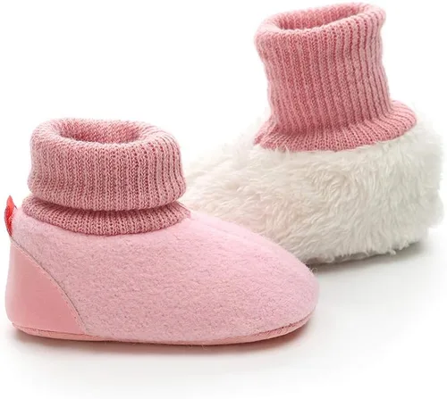 Miniatura 7 de myppgg Botines de forro polar para bebé y niña, para recién nacidos, acogedores, calcetines cálidos de invierno, antideslizantes, suela suave