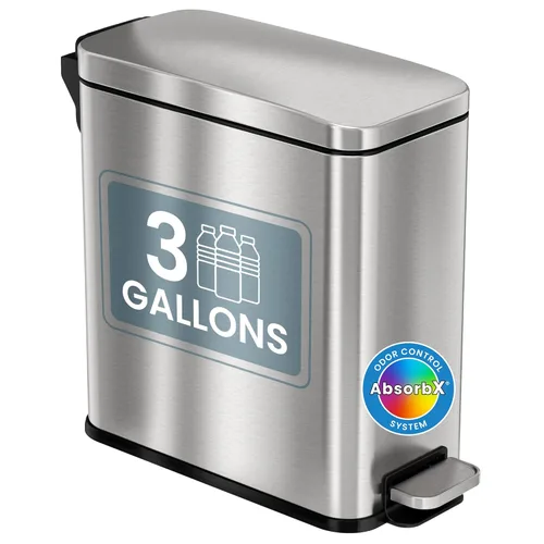 Miniatura 14 de iTouchless SoftStep Cubo de basura de baño con pedal delgado de 1.32 galones con filtro de olor AbsorbX y cubo interior extraíble, a prueba