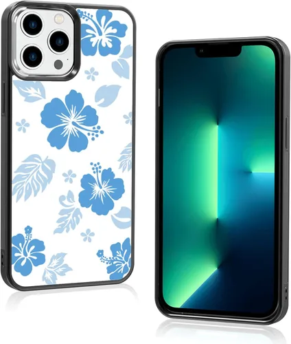Miniatura 87 de Funda para iPhone 8 Plus y iPhone 7 Plus, linda funda Kawaii azul hibisco hawaiano floral estética floral para niñas preppy mujeres