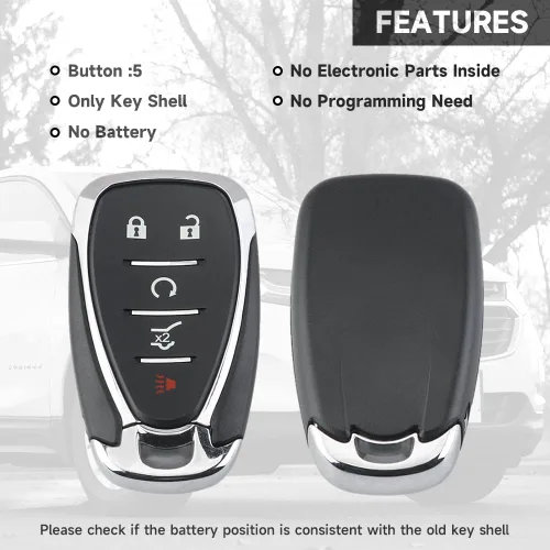 Miniatura 7 de Funda de repuesto para llavero con 5 botones y control remoto, compatible con Chevrolet Equinox 2018-2021 para Chevrolet Blazer 2019-2020 - Repuesto
