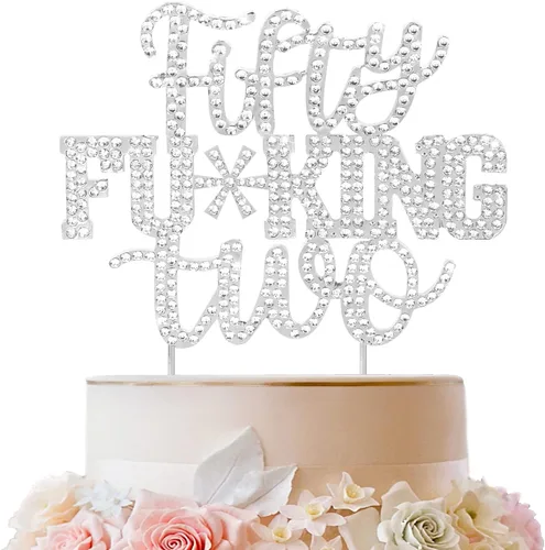 Miniatura 43 de LINGTEER Veintiún divertidos adornos dorados para tartas con diamantes de imitación – Saludos a los 21 años de edad, decoración de centros de mesa