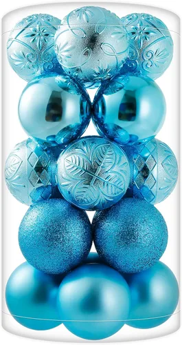 Miniatura 33 de 34 piezas Adornos de bola de Navidad azul bebé irrompibles de plástico para árbol de Navidad, decoraciones para fiesta de Navidad, oficina en casa