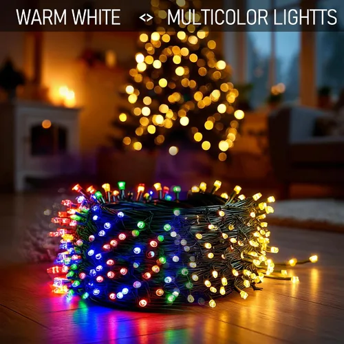 Miniatura 3 de Dazzle Bright Luces de Navidad que cambian de color, 66 pies, 200 LED, blanco cálido y multicolor, impermeable, con control remoto, 11 modos