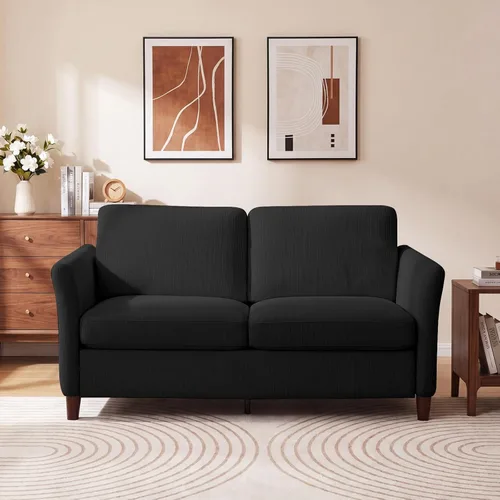 Miniatura 13 de Valthie 61" Corduroy Loveseat Sofa, Modern Comfy Couches with Side Pocket, 2-Seater Sofa Couch for Living Room, Bedroom and Small Spaces,Beige