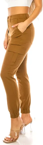 Miniatura 2 de Double Denim January 5th Pantalones deportivos tipo cargo de cintura alta para mujer, estilo casual, cintura elástica, pantalones deportivos cónicos