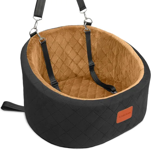 Miniatura 13 de Lealchum Asiento de automóvil para perros pequeños de hasta 30 libras, relleno de tela ultra suave en espuma viscoelástica cómoda, paseo feliz