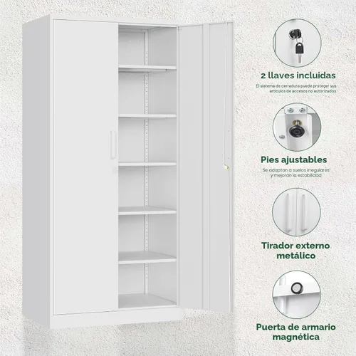 Miniatura 5 de Letaya Gabinete de Almacenamiento de Metal con Puerta con Cerradura Estante Ajustable, Casilleros de Acero de 72" para Oficina, Hogar, Escuela