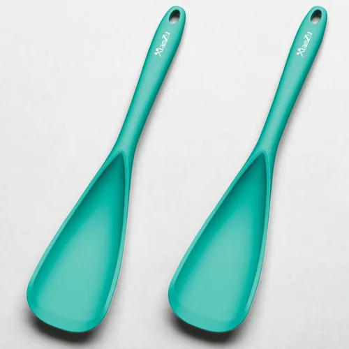 Cuchara de espátula de silicona, excelente tanto para cocinar como para servir, duradera, libre de BPA, silicona negra mate, diseño sin costuras,