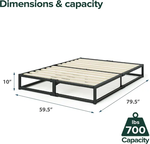 Miniatura 2 de Zinus Joseph - Marco de cama de plataforma de 10 pulgadas, soporte de listones de madera, no necesita somier, embalaje ecológico WonderBox(TM)