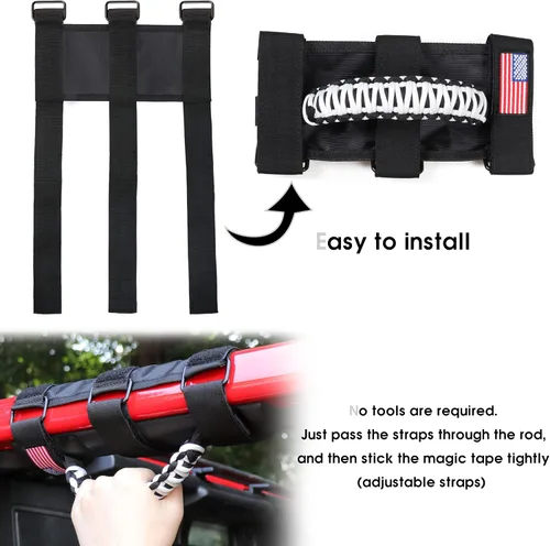 Miniatura 5 de sukemichi Manijas de agarre de la barra de rodillo para accesorios de Jeep Wrangler TJ JK JL Gladiator JT UTV ATV - Hebilla de metal de Blanco