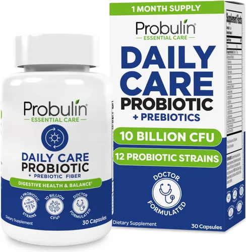 Probulin Suplemento probiótico de cuidado diario, cápsulas de apoyo para la salud digestiva, intestinal e inmune para hombres y mujeres, 10 mil