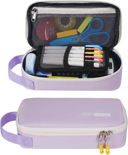 Miniatura 8 de Estuche grande para lápices, estuche duradero para bolígrafos con gran capacidad, bolsa de papelería portátil minimalista con asa para escuela