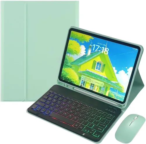 Miniatura 19 de Funda con teclado retroiluminado arcoíris para Galaxy Tab S6 Lite de 10.4 pulgadas con mouse y 7 colores RGB retroiluminación colorida teclado
