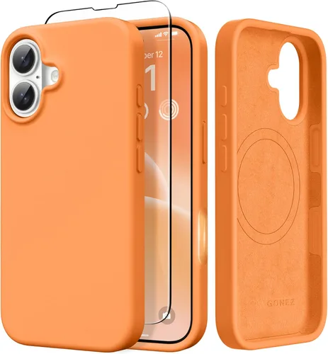 Miniatura 112 de GONEZ Funda de silicona para iPhone 14 Pro Max, compatible con MagSafe, con protector de pantalla + protector de lente de cámara, silicona líquida a