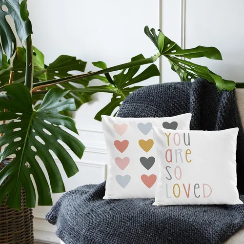 Miniatura 2 de Funda de almohada bohemia para aula, funda de almohada reversible con corazón de 18 x 18 pulgadas, fundas de almohada para sofá de guardería