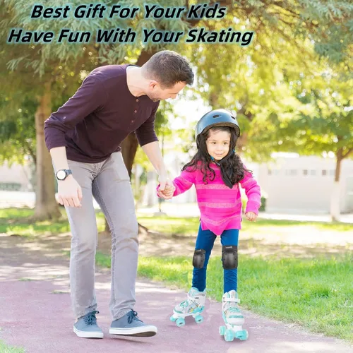 Miniatura 6 de Patines de ruedas Nattork para niños y niñas, patines cuádruples ajustables en 4 tallas para niños con ruedas iluminadas, genial regalo de verde