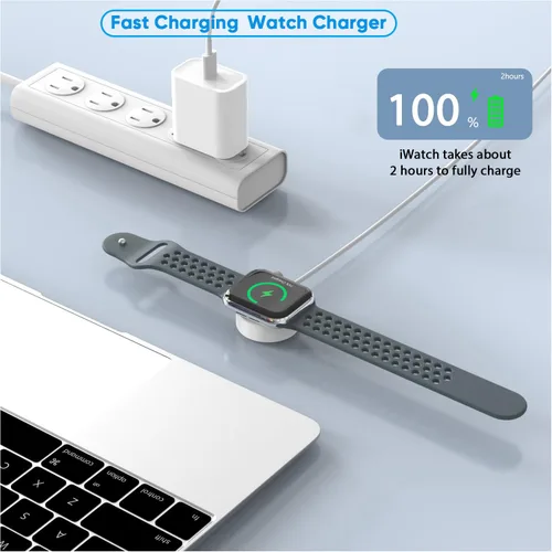 Miniatura 2 de Carga rápida para cargador de Apple Watch, paquete de 2 bloques de cargador PD USB C Fast iWatch con cable inalámbrico magnético de 6 pies