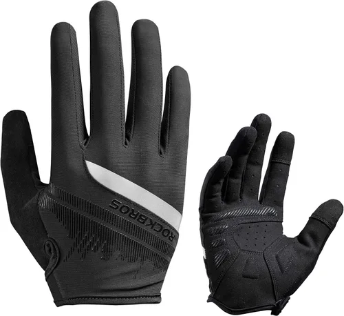 ROCKBROS Guantes de bicicleta de montaña para hombre, antideslizantes, transpirables, guantes de ciclismo de dedo completo para deportes al aire