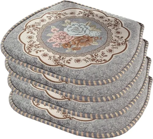 Miniatura 29 de EORNOW Juego de cojines para silla de comedor con lazos, juego de 1/2/4, almohadillas antideslizantes para silla de comedor con funda extraíble