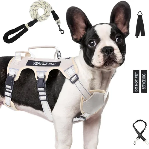 Miniatura 20 de Arnés para perro a prueba de escape para perros grandes y medianos de seis puntos ajustable, juego de chaleco arnés y correa para perro de servicio