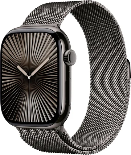 Miniatura 12 de Apple Watch Series 10 (42 mm, GPS) con caja de aluminio negro azabache, correa deportiva negra, S/M monitor fitness, app ECG, pantalla Retina Caja