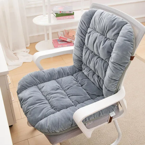 Cojín para Silla de Escritorio con Asiento Suave y Respaldo, 90x50cm Gris claro