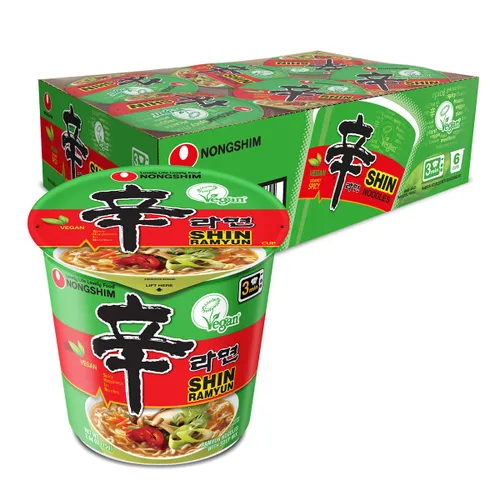 Miniatura 10 de Nongshim Fideos Ramen, taza gourmet de ramen instantáneo, sopa de fideos premium para microondas, mariscos picantes Neoguri, 2.64 onzas