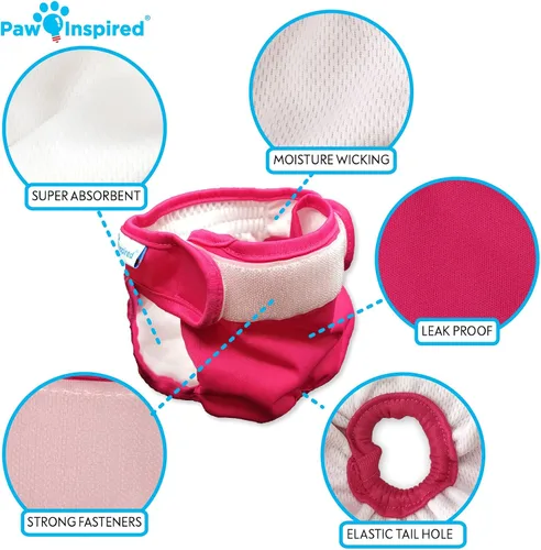 Miniatura 4 de Paw Inspired Pañales lavables y reutilizables para perras, pañales de tela para perros, incontinencia para perros (surtido (forro blanco), L