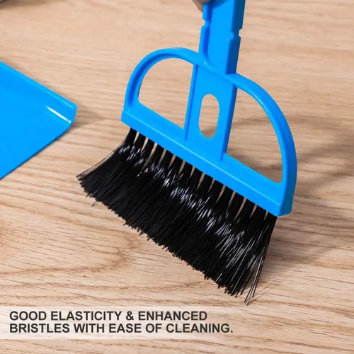 Miniatura 7 de Mini recogedor y escoba Juego de cepillos de plástico portátil (azul) utilizado para escritorio, hogar, cocina, limpieza de jaulas de cualquier