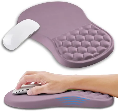 Miniatura 20 de Alfombrilla ergonómica para mouse con soporte de muñeca con espuma viscoelástica, almohadilla de masaje para aliviar el dolor del túnel carpiano