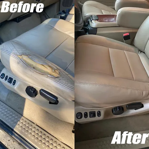 Miniatura 2 de GXARTS Funda de Asiento de Reemplazo de Cuero para Conductor y Pasajero, Parte Inferior, TAN 4H 8H, Compatible con Ford F250 F350 F450 F550 Super