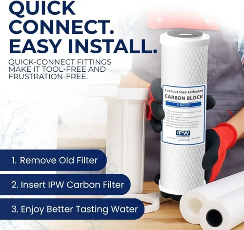 Miniatura 6 de IPW Industries Inc. - Filtros de repuesto de ósmosis inversa - Juego de filtros de agua con sistema RO de 4 etapas, filtración de sedimentos