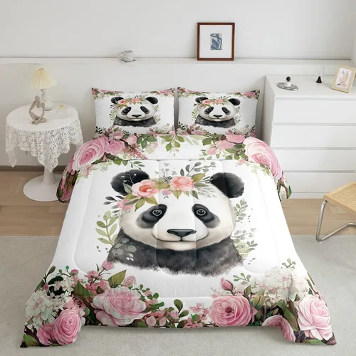 Miniatura 15 de Erosebridal Lindo juego de edredón con diseño de gatos, ropa de cama con temática de animales, edredón y juegos de ropa de cama de flores coloridas
