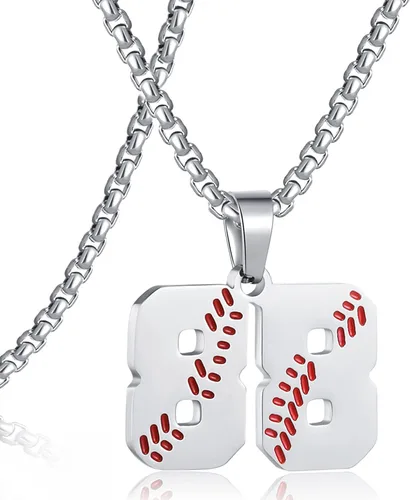 Miniatura 149 de SKQIR Colgante de número de jersey de béisbol para hombres y niños - Cadena de acero inoxidable para atletas - Negro
