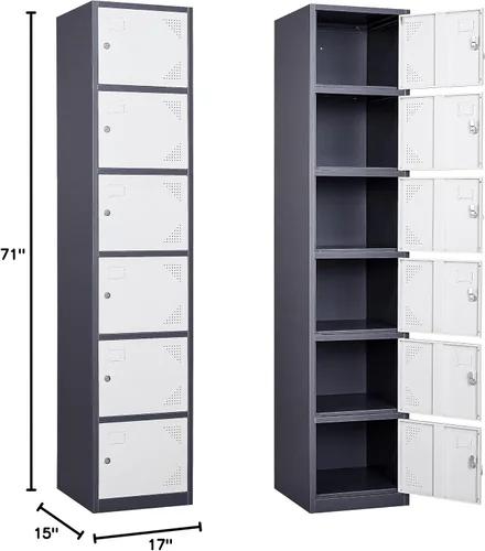 Miniatura 2 de SISESOL Armario de almacenamiento de armario de metal de 3 puertas con puertas y estantes, armarios de metal negro con, armario de almacenamiento
